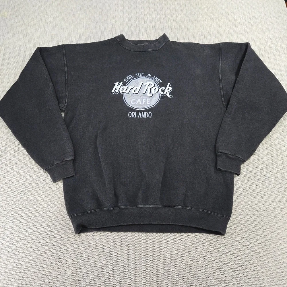 Vintage Hard Rock Cafe Sweatshirt Mens Large Gray Orlando Florida USA Made